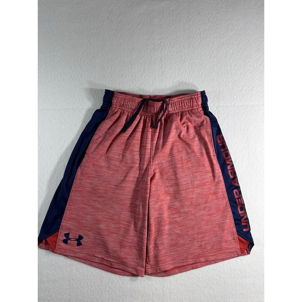 Under Armour Boys Shorts Medium YMD Red Blue Athletic Basketball Gym Loose Fit
